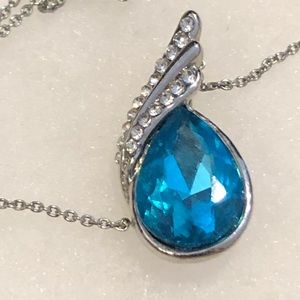 Pear Shape Bezeled Simulated Topaz Necklace